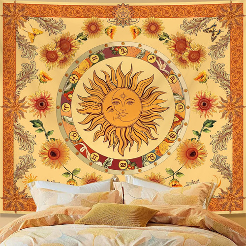 Sun and moon boho - moon, orange