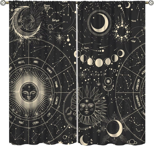 Sun and moon boho curtains - and,