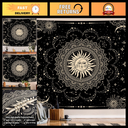 Sun and moon tapestry - and, black