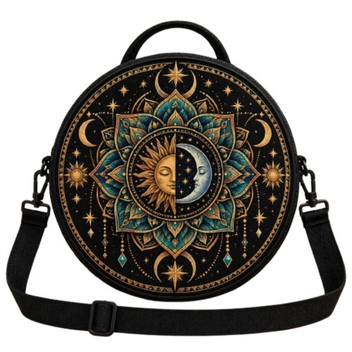 Sun and moon round shaman - moon, drum