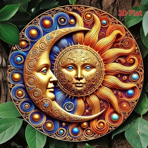 Golden sun and crescent - sun,