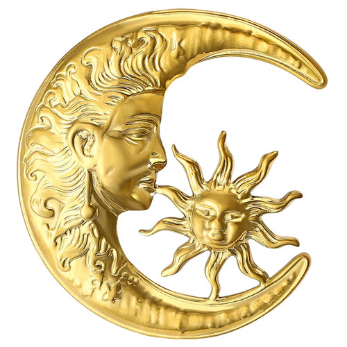 Sun and moon - pin, gold