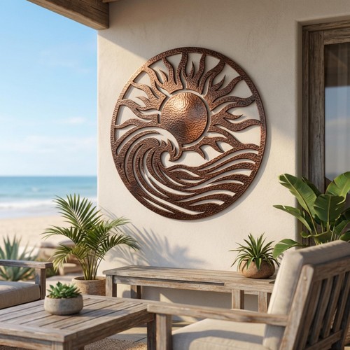Sun and wave metal wall - sun,