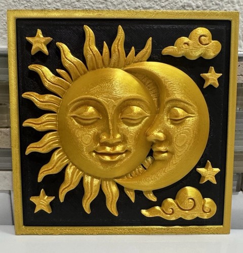 Sun and moon relief wall - moon, art