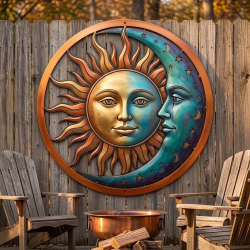 Sun moon metal wall art - sun,