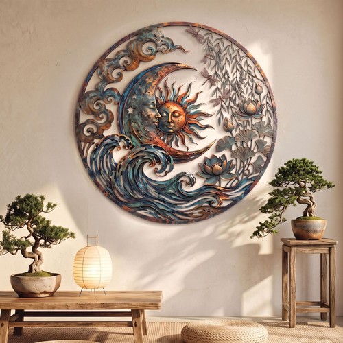 Sun and moon metal wall - sun,