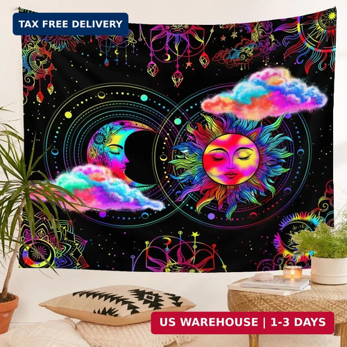 Blacklight sun and moon - sun,