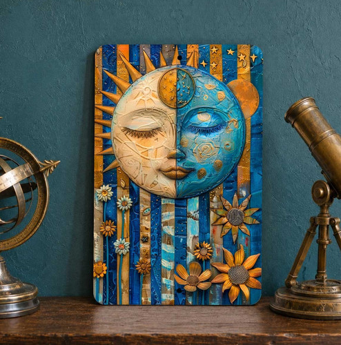 Sun and moon metal sign - metal,
