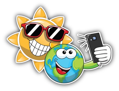 Sun and earth selfie - and, cartoon