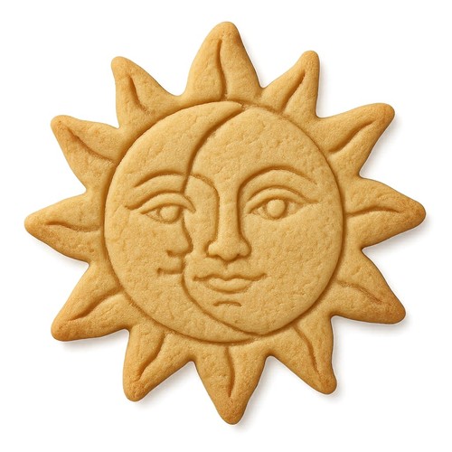 Celestial sun and moon cookie - and,