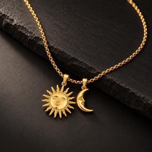 Sun and moon pendant - sun, necklace